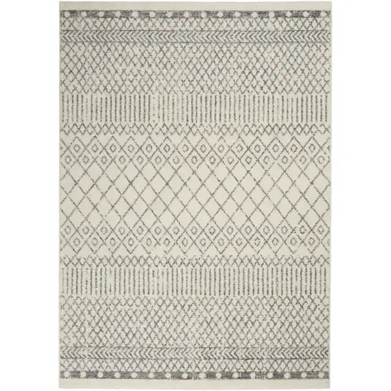 Gray And Ivory Geometric Distressed Area Rug Photo 4