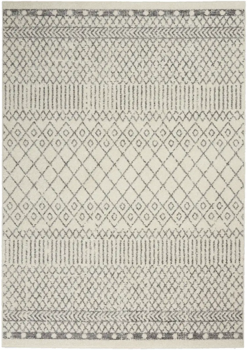 Gray And Ivory Geometric Distressed Area Rug Photo 4