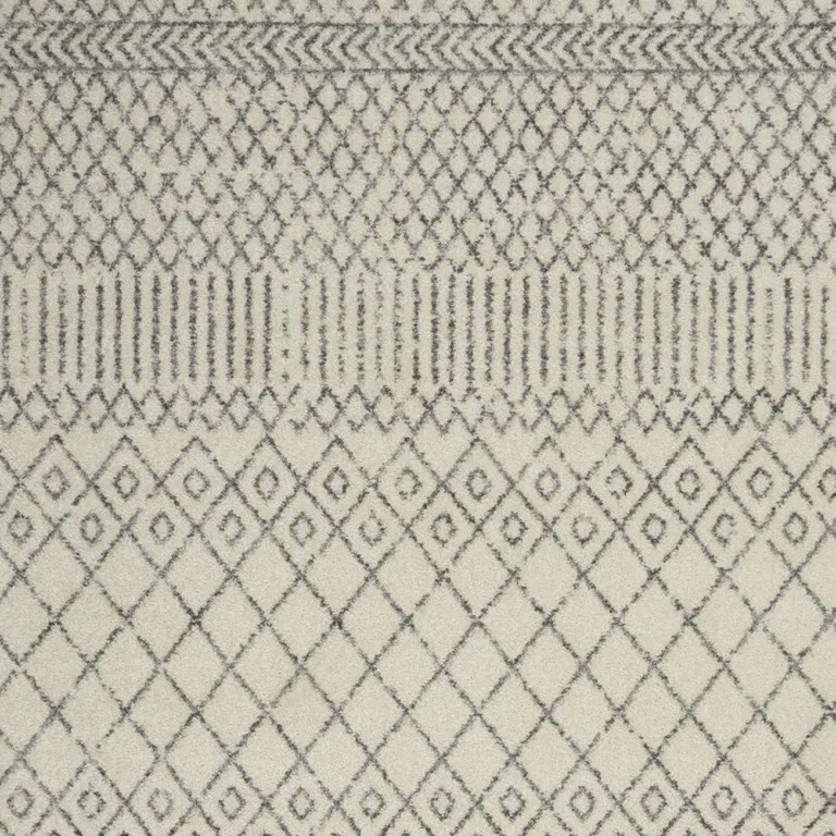 Ivory and Gray Geometric Area Rug Photo 2