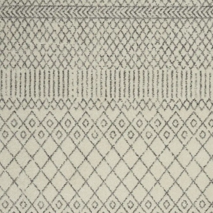 Ivory and Gray Geometric Area Rug Photo 8