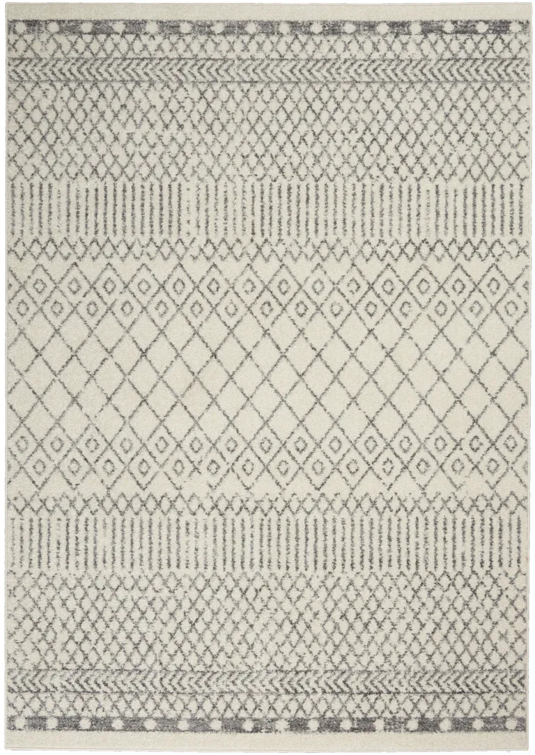 Ivory and Gray Geometric Area Rug Photo 4