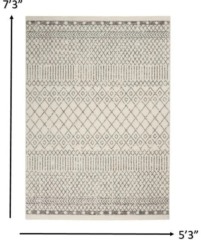 Ivory and Gray Geometric Area Rug Photo 1