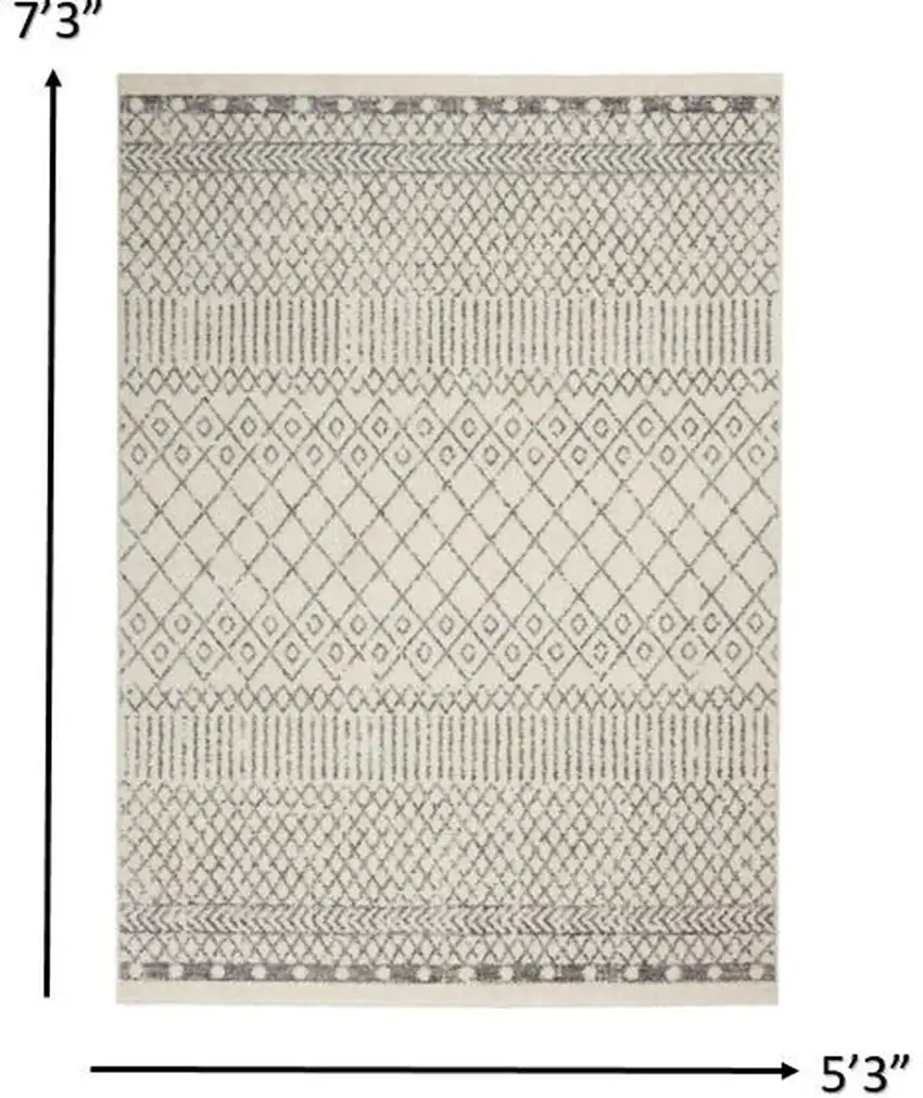 Ivory and Gray Geometric Area Rug Photo 6