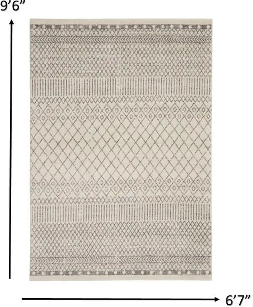 Ivory and Gray Geometric Area Rug Photo 7