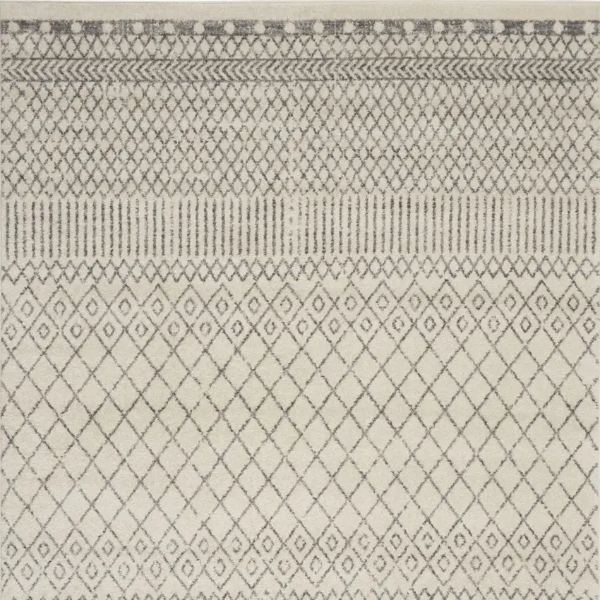 Ivory and Gray Geometric Area Rug Photo 12