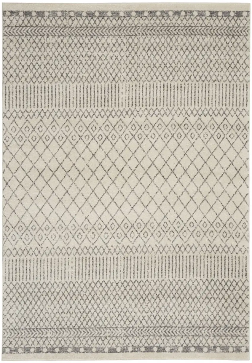Ivory and Gray Geometric Area Rug Photo 1