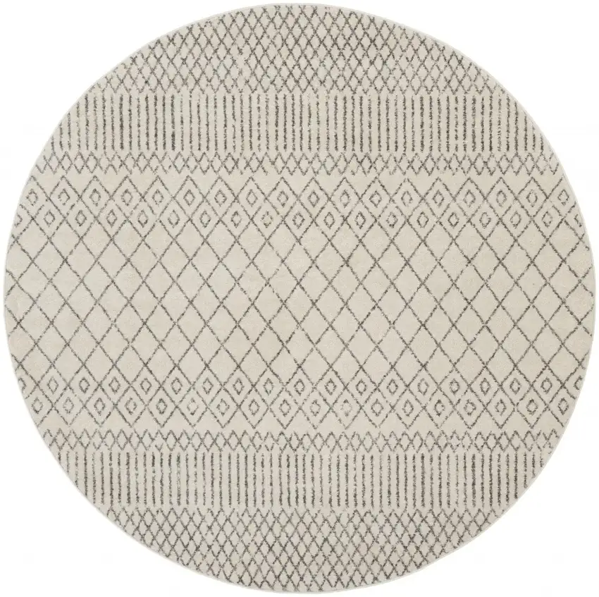 Ivory and Gray Geometric Area Rug Photo 12
