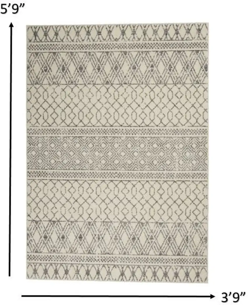 Ivory and Gray Geometric Area Rug Photo 6