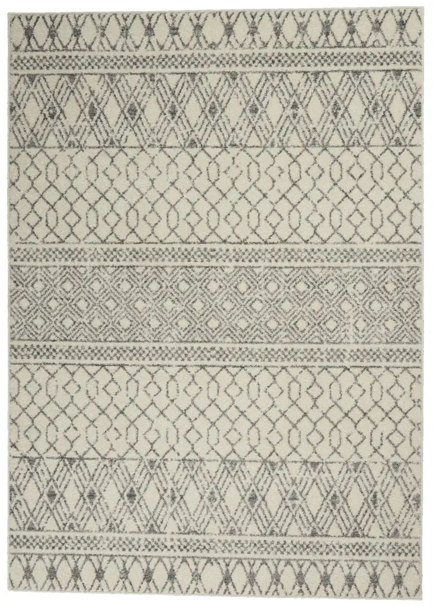 Ivory and Gray Geometric Area Rug Photo 1