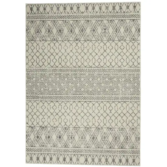 Gray And Ivory Geometric Area Rug Photo 8