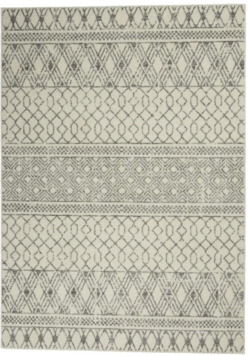 Gray And Ivory Geometric Area Rug Photo 8