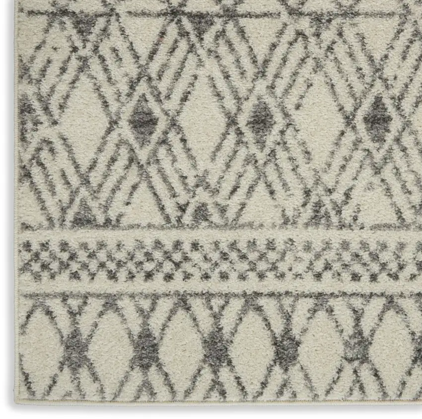 Gray And Ivory Geometric Area Rug Photo 8