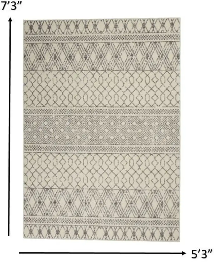 Ivory and Gray Geometric Area Rug Photo 6