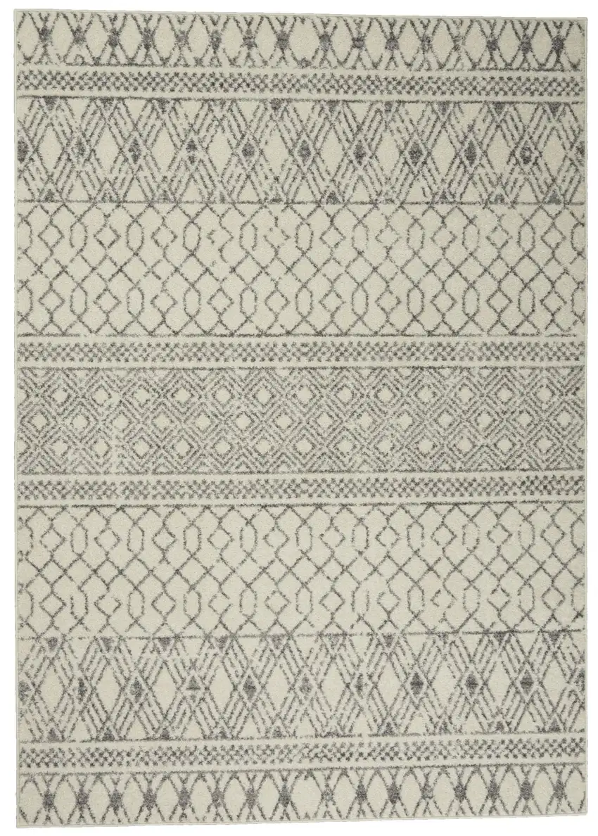 Ivory and Gray Geometric Area Rug Photo 9