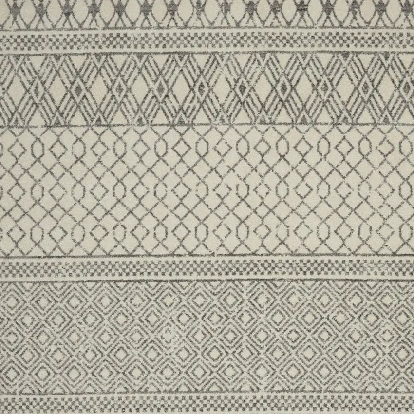 Ivory and Gray Geometric Area Rug Photo 8