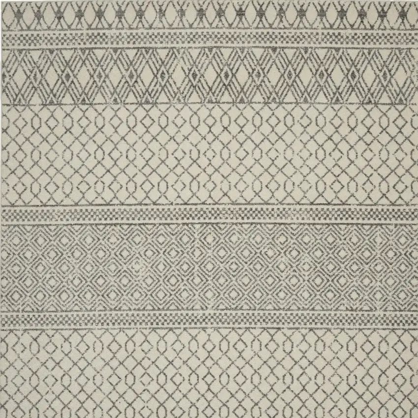 Ivory and Gray Geometric Area Rug Photo 9
