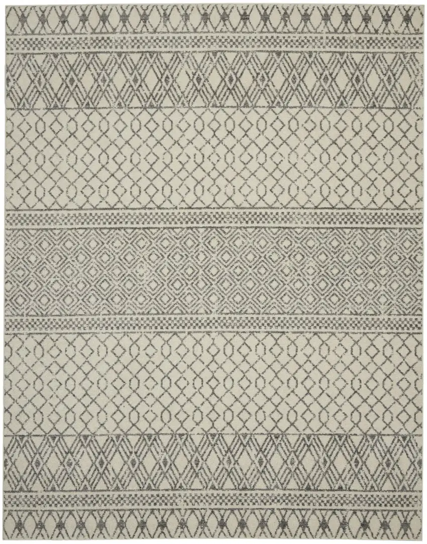 Ivory and Gray Geometric Area Rug Photo 1