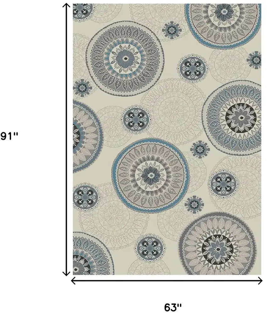 Ivory and Gray Geometric Area Rug Photo 6