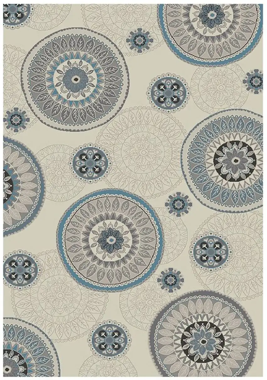 Ivory and Gray Geometric Area Rug Photo 4