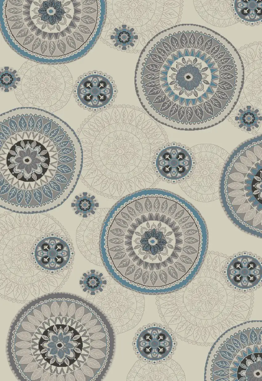 Ivory and Gray Geometric Area Rug Photo 5