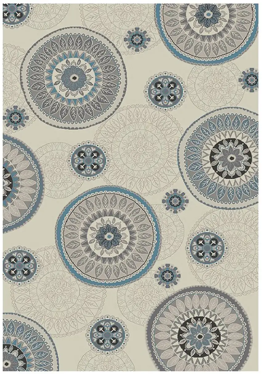 Ivory and Gray Geometric Area Rug Photo 2