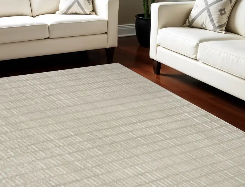 Ivory and Gray Geometric Area Rug Photo 1