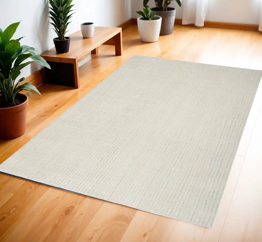 Ivory and Gray Geometric Area Rug Photo 1