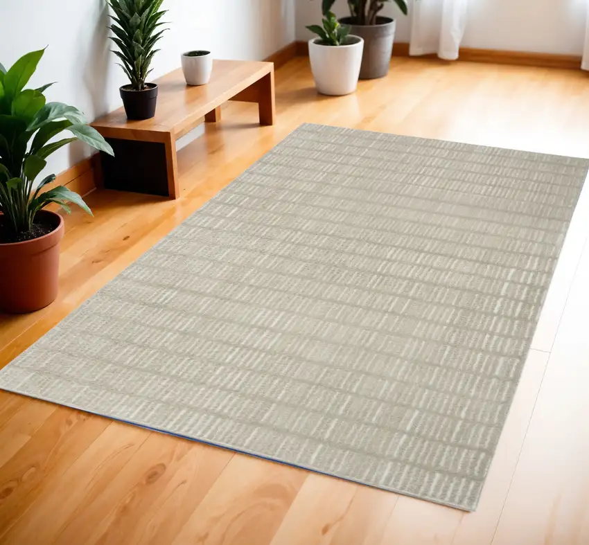 Ivory and Gray Geometric Area Rug Photo 1