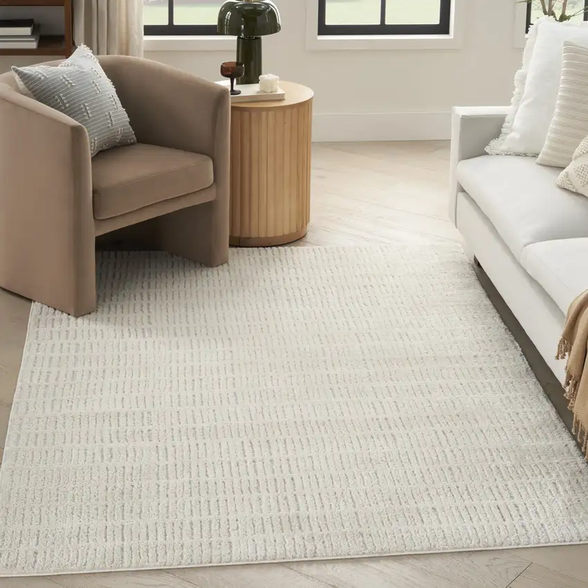 Ivory and Gray Geometric Area Rug Photo 8