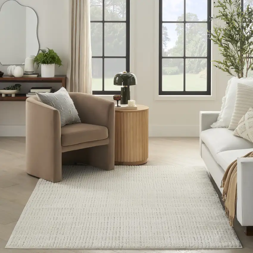 Ivory and Gray Geometric Area Rug Photo 7