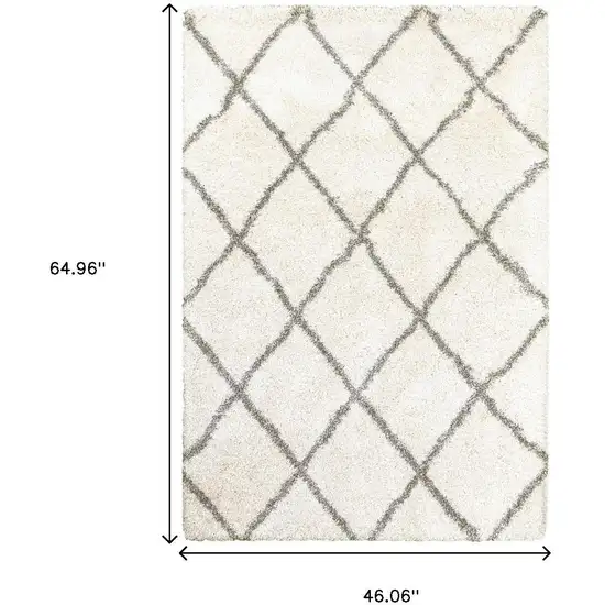 Ivory And Gray Geometric Lattice Area Rug Photo 3