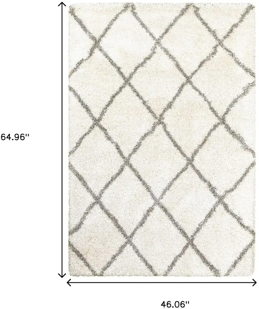 Ivory And Gray Geometric Lattice Area Rug Photo 3