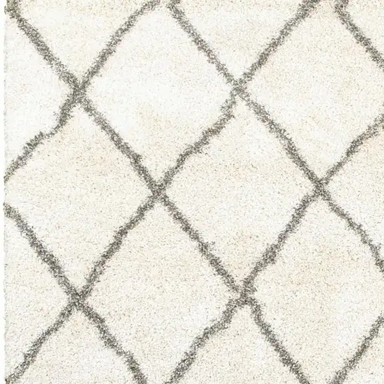 Ivory And Gray Geometric Lattice Area Rug Photo 4