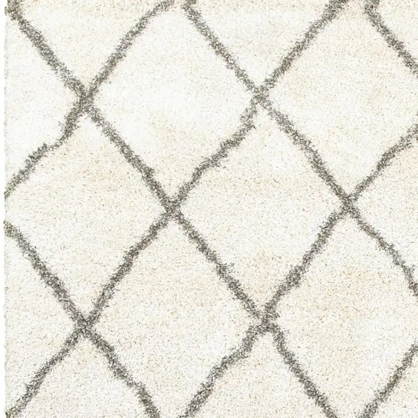 Ivory And Gray Geometric Lattice Area Rug Photo 4