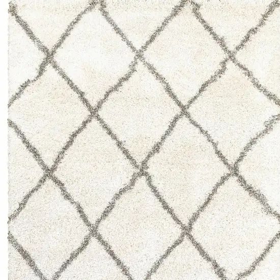 Ivory And Gray Geometric Lattice Area Rug Photo 5