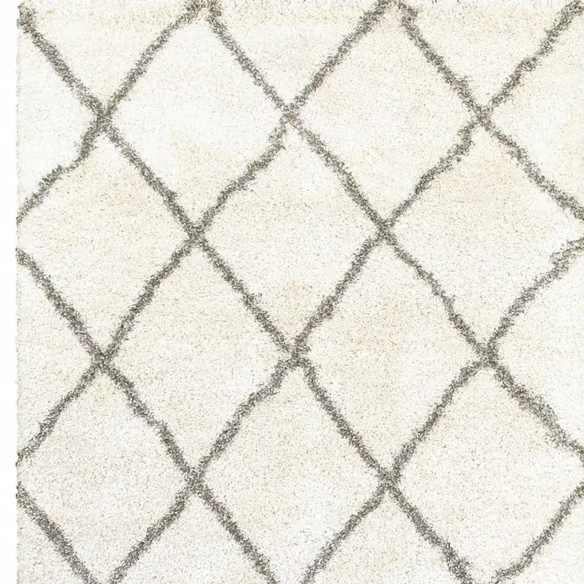Ivory And Gray Geometric Lattice Area Rug Photo 9
