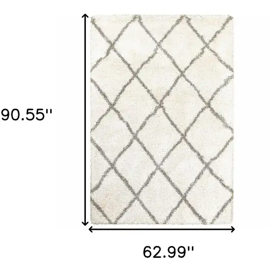 Ivory And Gray Geometric Lattice Area Rug Photo 3