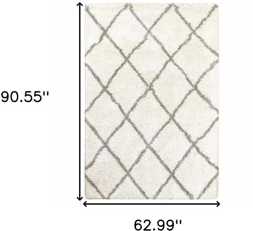 Ivory and Gray Geometric Lattice Area Rug Photo 6