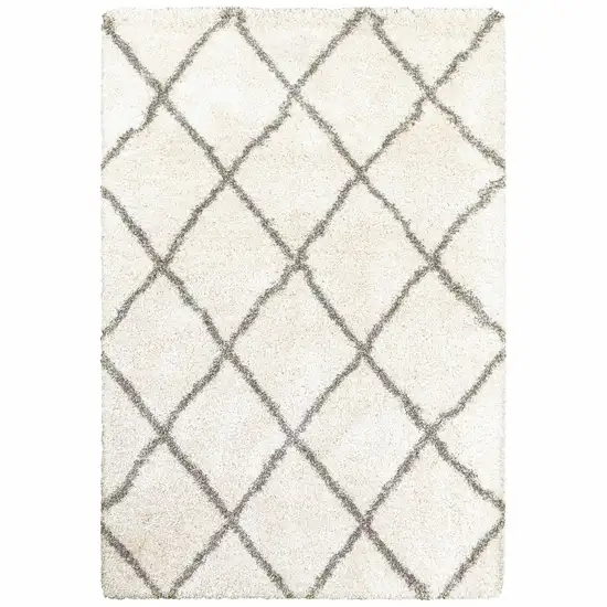 Ivory And Gray Geometric Lattice Area Rug Photo 2