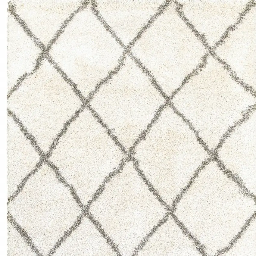 Ivory And Gray Geometric Lattice Area Rug Photo 5