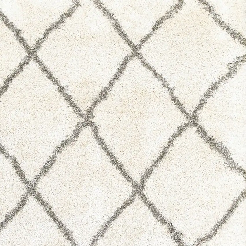 Ivory and Gray Geometric Lattice Area Rug Photo 4