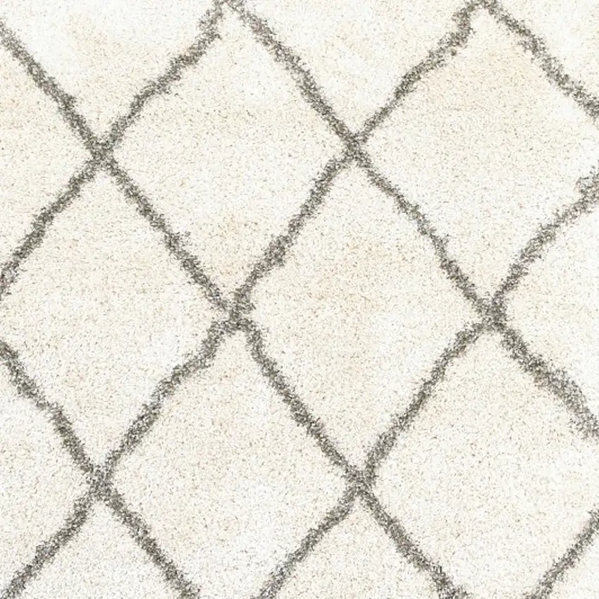 Ivory and Gray Geometric Lattice Area Rug Photo 4