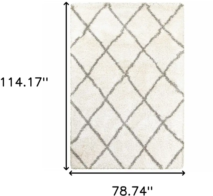 Ivory and Gray Geometric Lattice Area Rug Photo 6