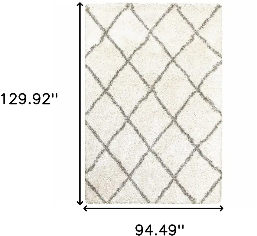 Ivory and Gray Geometric Lattice Area Rug Photo 6