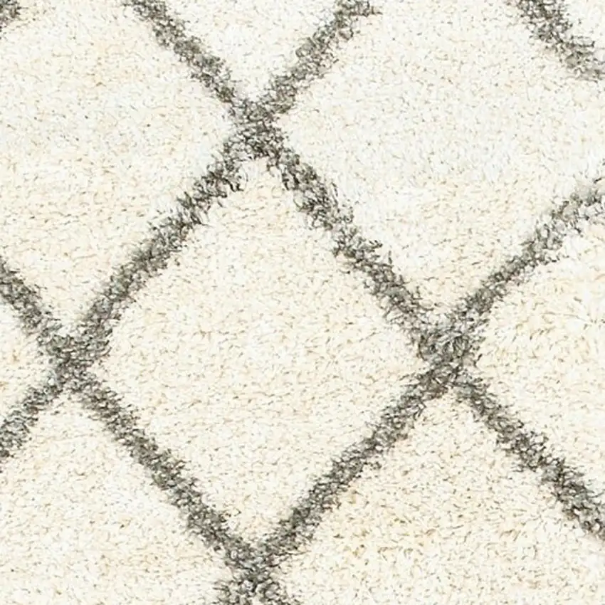 2' X 8' Ivory And Gray Geometric Lattice Runner Rug Photo 5