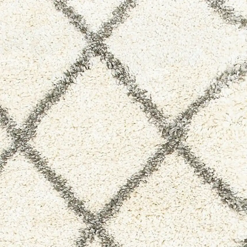 Ivory and Gray Geometric Lattice Runner Rug Photo 4