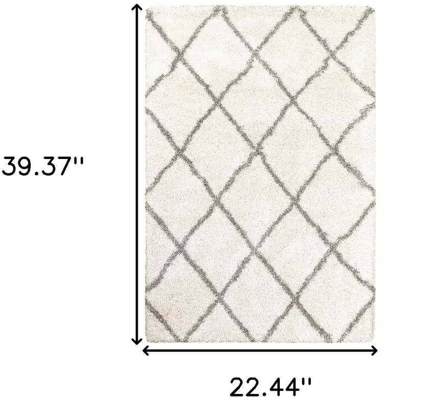 Ivory And Gray Geometric Lattice Scatter Rug Photo 3