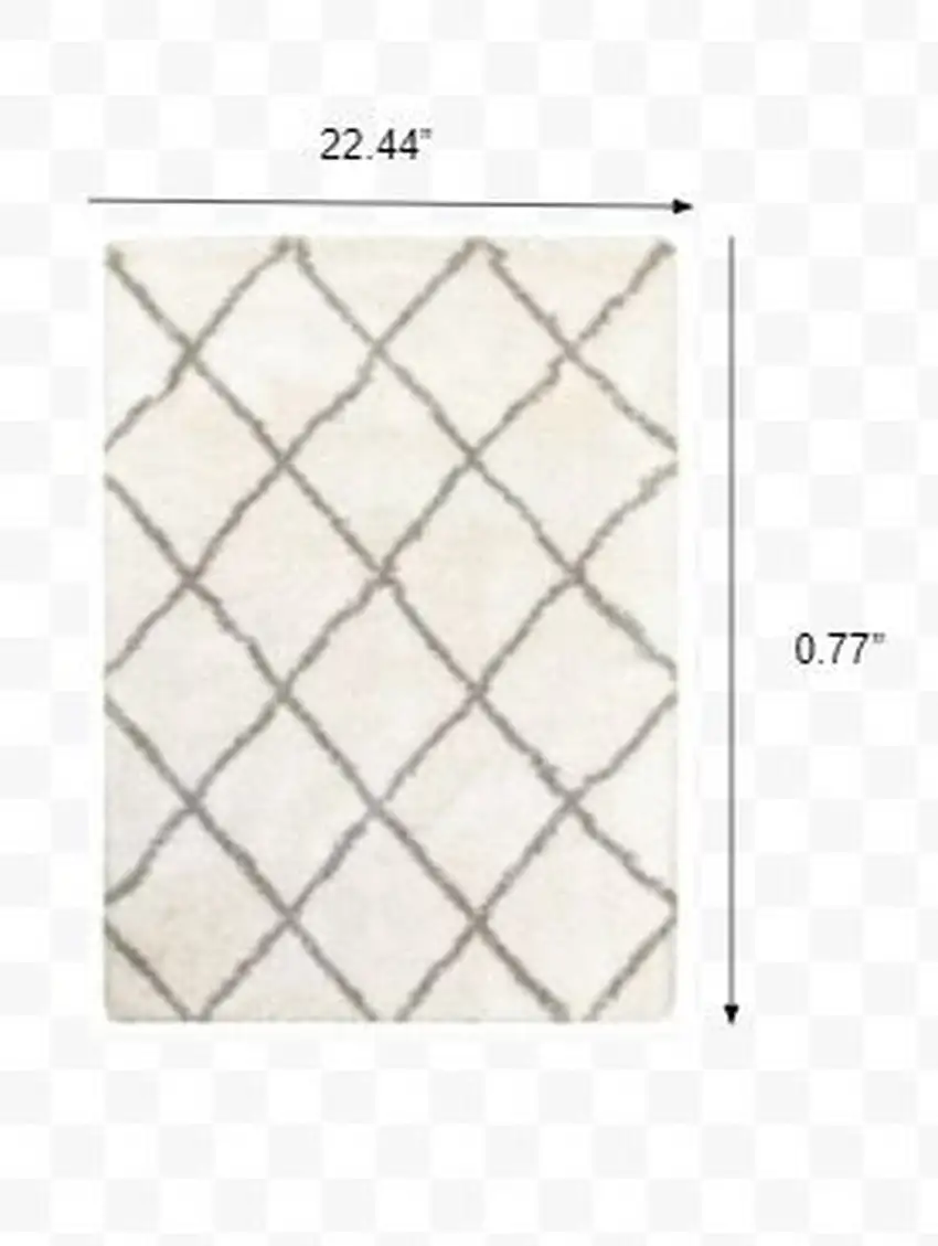 Ivory and Gray Geometric Lattice Scatter Rug Photo 2