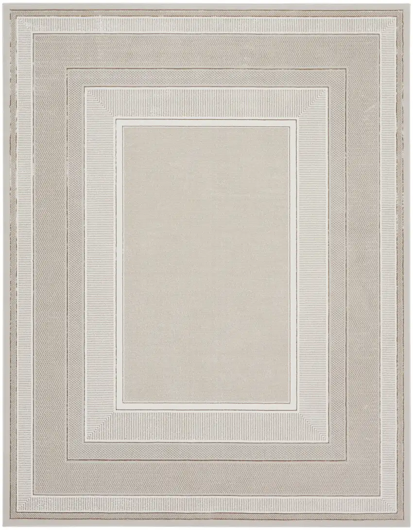 Ivory and Gray Geometric Non Skid Area Rug Photo 2