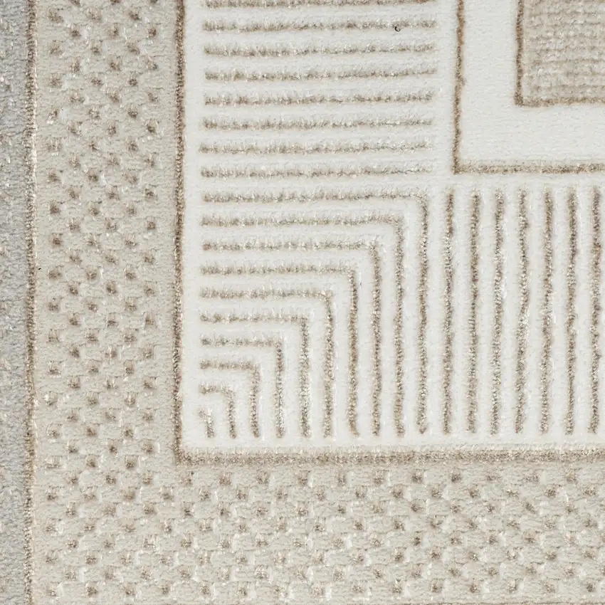 Ivory and Gray Geometric Non Skid Area Rug Photo 6